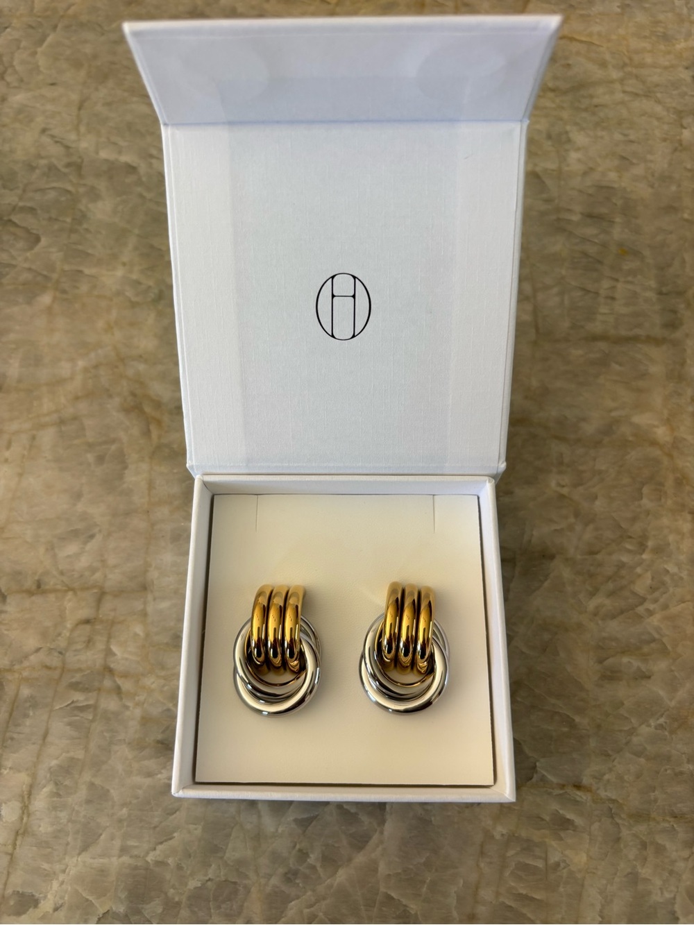 Heaven Mayhem Mini Knot Earrings in mixed metal. New with Tags (NWT).